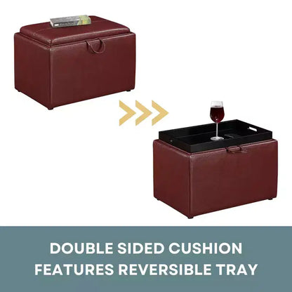 Pouf de rangement d'appoint Comfort HomeStock avec plateau réversible