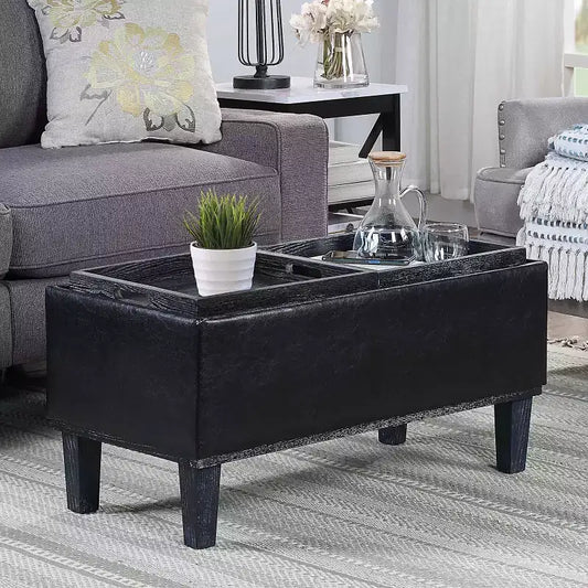 HomeStock Comfort Brentwood Storage Ottoman with Reversible Trays
