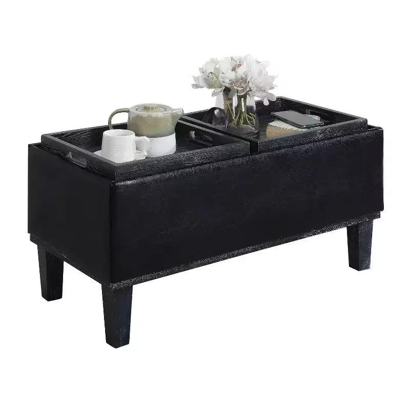 Pouf de rangement Brentwood Comfort HomeStock avec plateaux réversibles