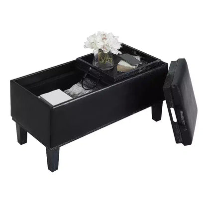 Pouf de rangement Brentwood Comfort HomeStock avec plateaux réversibles