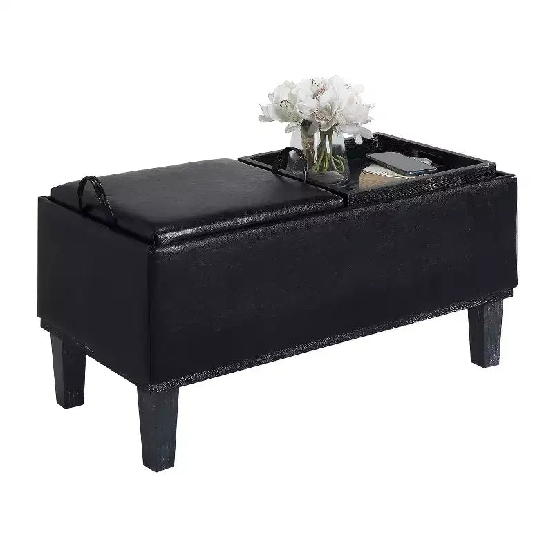 Pouf de rangement Brentwood Comfort HomeStock avec plateaux réversibles