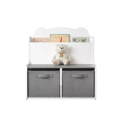 Étagère à Livres pour Enfants avec Bacs de Rangement en Tissu, Organisateur de Jouets pour Tout-Petits, Bibliothèque, Blanc - ModernLuxe
