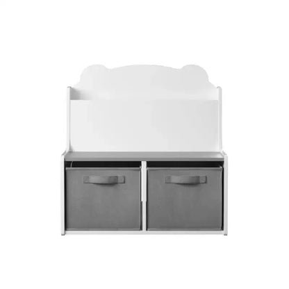 Étagère à Livres pour Enfants avec Bacs de Rangement en Tissu, Organisateur de Jouets pour Tout-Petits, Bibliothèque, Blanc - ModernLuxe