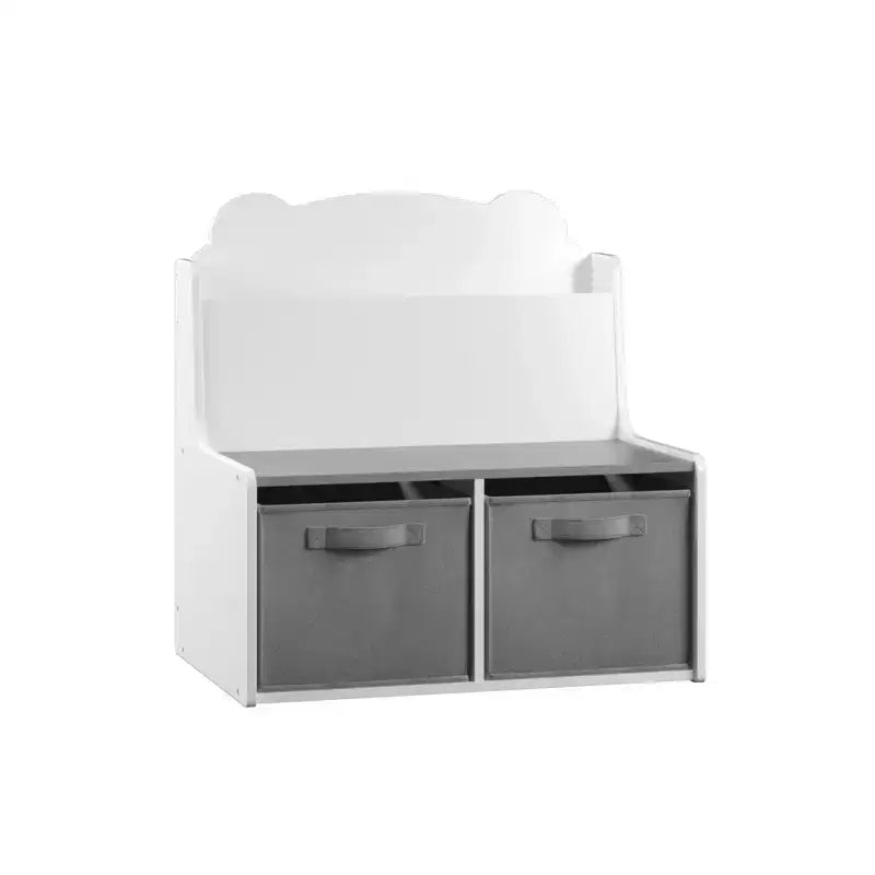 Étagère à Livres pour Enfants avec Bacs de Rangement en Tissu, Organisateur de Jouets pour Tout-Petits, Bibliothèque, Blanc - ModernLuxe