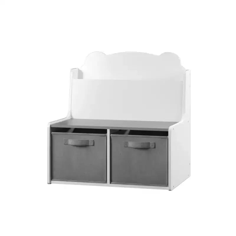 Étagère à Livres pour Enfants avec Bacs de Rangement en Tissu, Organisateur de Jouets pour Tout-Petits, Bibliothèque, Blanc - ModernLuxe