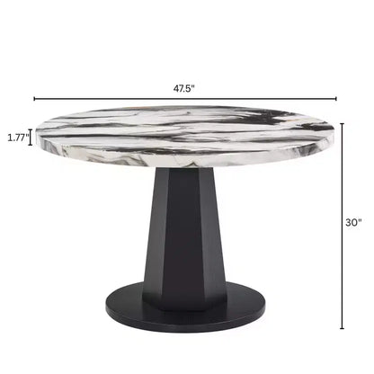 Ensemble de salle à manger moderne 5 pièces Roundhill Furniture Cavira, table à manger en faux marbre avec quatre chaises rembourrées