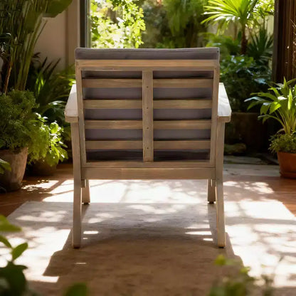 Fauteuils de jardin en bois d'acacia avec coussins (lot de 2)