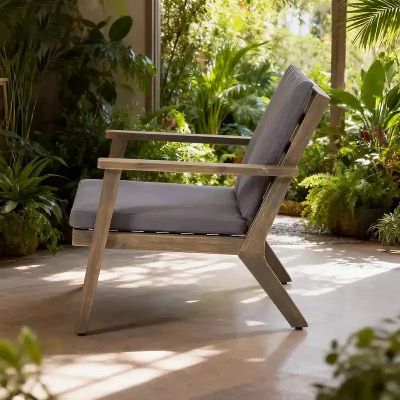 Fauteuils de jardin en bois d'acacia avec coussins (lot de 2)