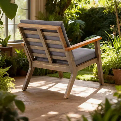 Fauteuils de jardin en bois d'acacia avec coussins (lot de 2)