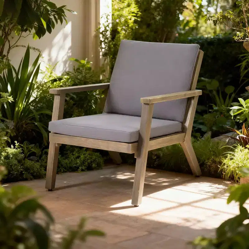 Fauteuils de jardin en bois d'acacia avec coussins (lot de 2)