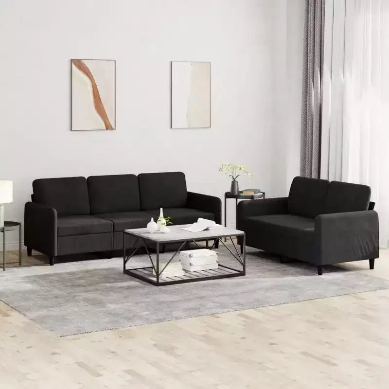 vidaXL Ensemble de canapés 2 pièces en velours noir