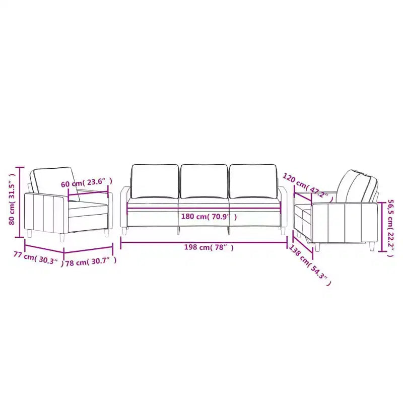 vidaXL Ensemble canapé avec coussins Canapé fauteuil pour salon 3 pièces Velours