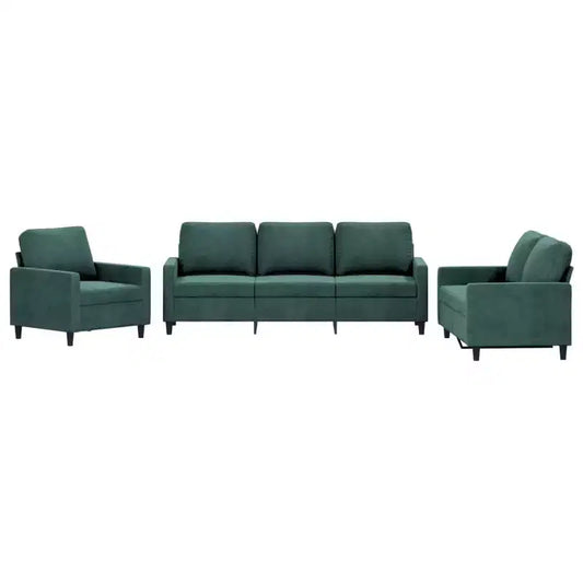 vidaXL Sofa Set with Cushions Couch Armchair for Living Room 3 Piece Velvet