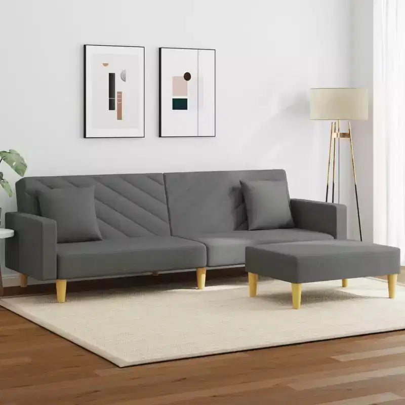 vidaXL Canapé-lit 2 places avec oreillers et pouf, mobilier en tissu