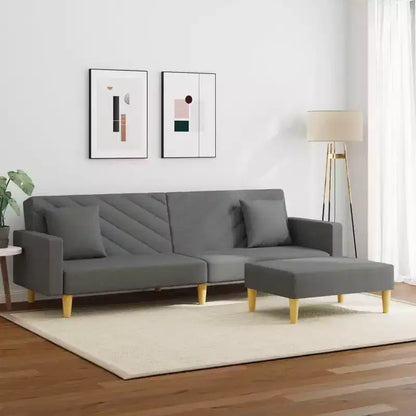 vidaXL Canapé-lit 2 places avec oreillers et pouf, mobilier en tissu