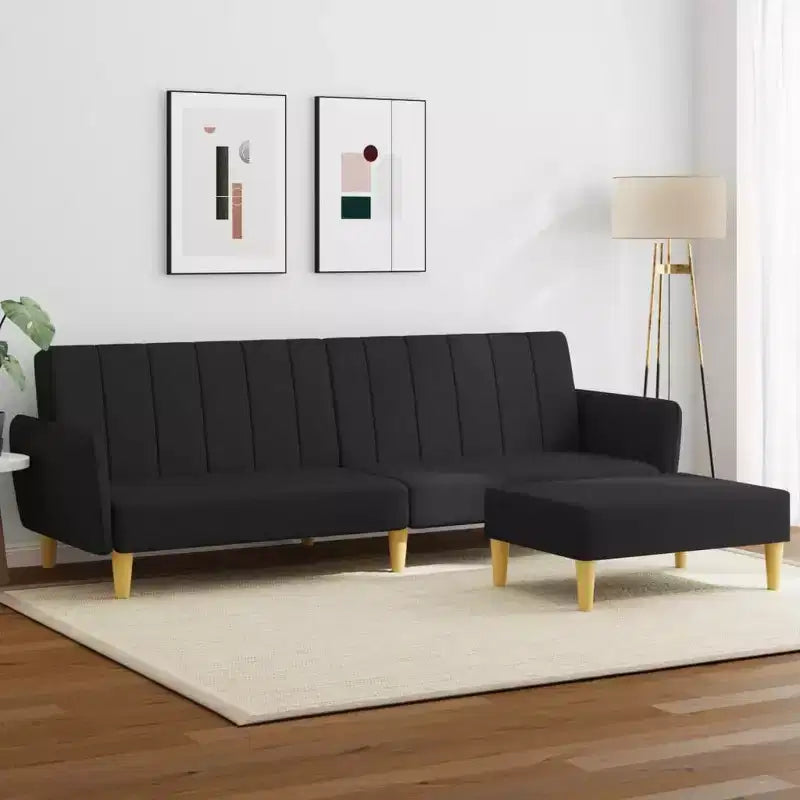 vidaXL Canapé-lit 2 places avec oreillers et pouf, mobilier en tissu