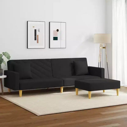 vidaXL Canapé-lit 2 places avec oreillers et pouf, mobilier en tissu