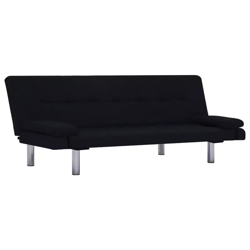 vidaXL Sofa Bed with Two Pillows Black Fabric