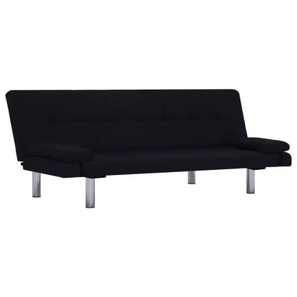 vidaXL Sofa Bed with Two Pillows Black Fabric