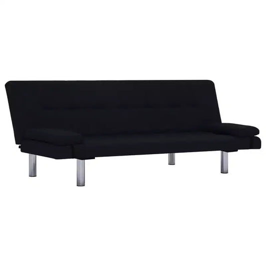 vidaXL Sofa Bed with Two Pillows Black Fabric