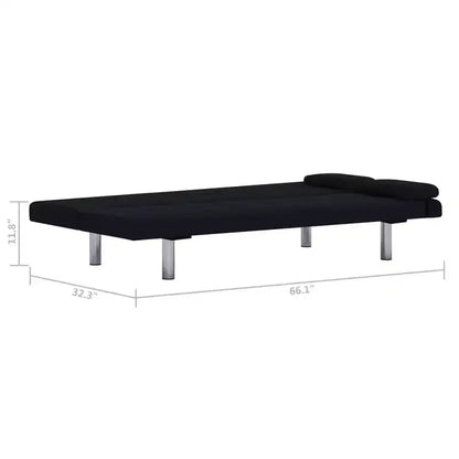 vidaXL Canapé-Lit avec Deux Coussins Tissu Noir