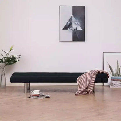 vidaXL Canapé-Lit avec Deux Coussins Tissu Noir