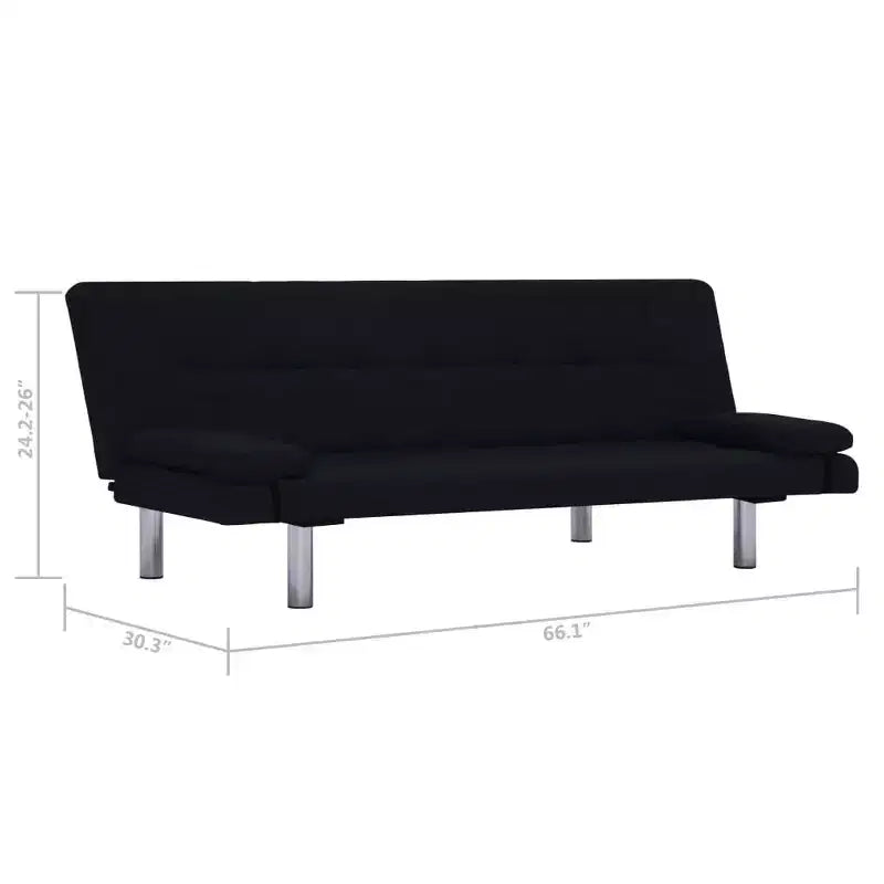 vidaXL Canapé-Lit avec Deux Coussins Tissu Noir