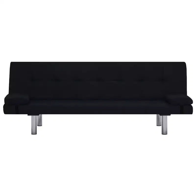 vidaXL Canapé-Lit avec Deux Coussins Tissu Noir