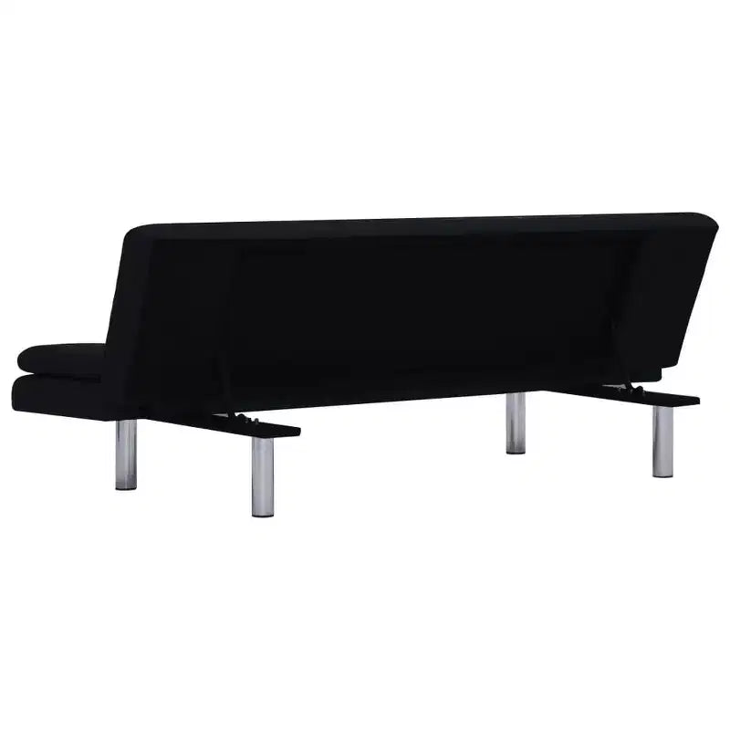 vidaXL Canapé-Lit avec Deux Coussins Tissu Noir