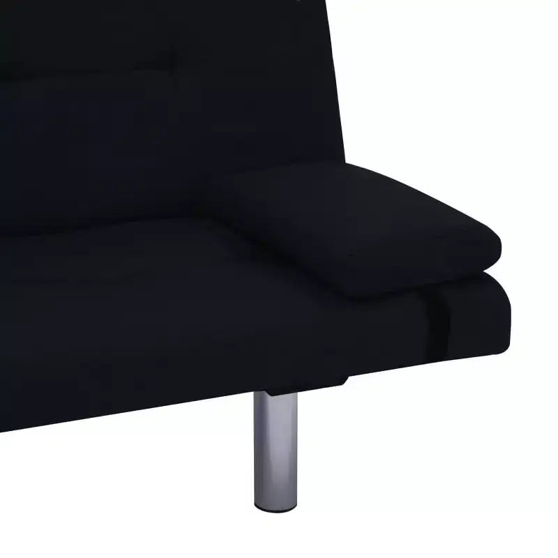 vidaXL Canapé-Lit avec Deux Coussins Tissu Noir