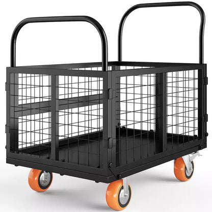 4 in1 Heavy Duty Platform Truck Cart with 1800lbs Capacity - Versatile Hand Truck, 6-Inch 360-Degree Swivel Wheels, for Warehouse, Garage, Grocery
