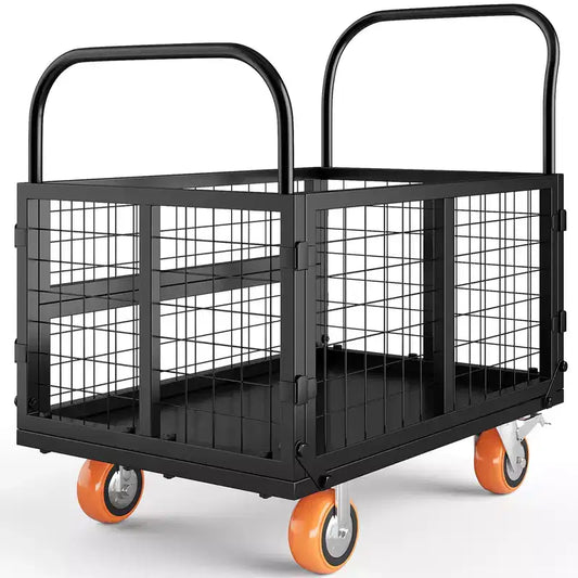 4 in1 Heavy Duty Platform Truck Cart with 1800lbs Capacity - Versatile Hand Truck, 6-Inch 360-Degree Swivel Wheels, for Warehouse, Garage, Grocery