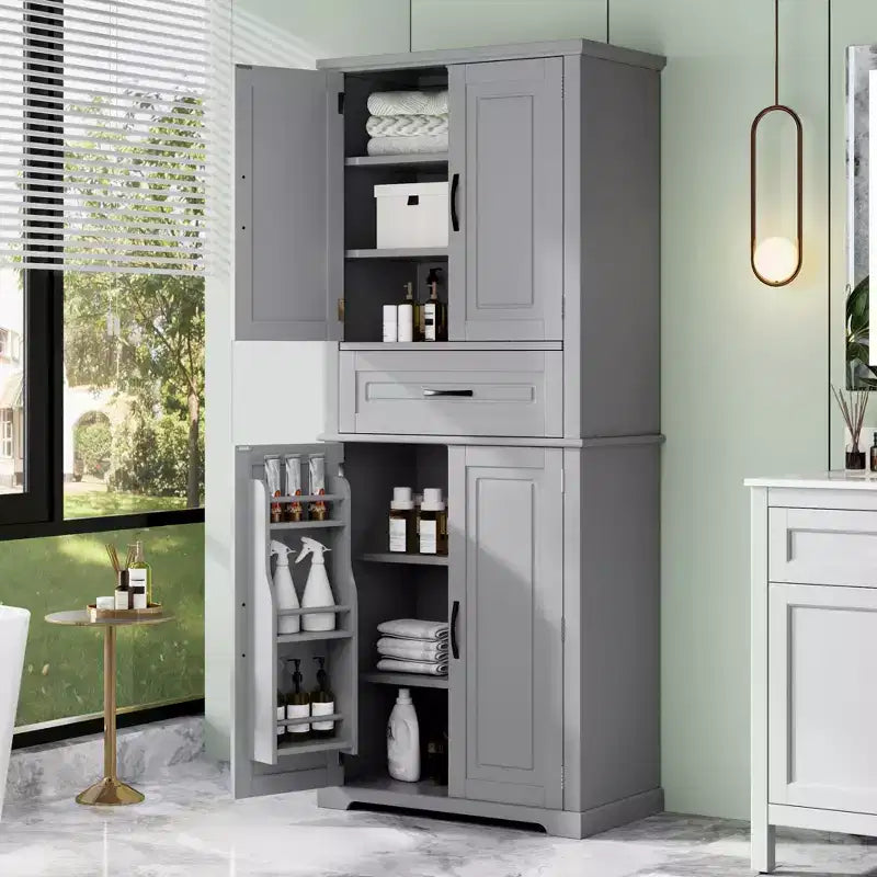 Meuble de Rangement de Salle de Bain Okak avec Espace de Rangement Multifonctionnel, Tiroir avec Glissières, Étagère Réglable pour Salon