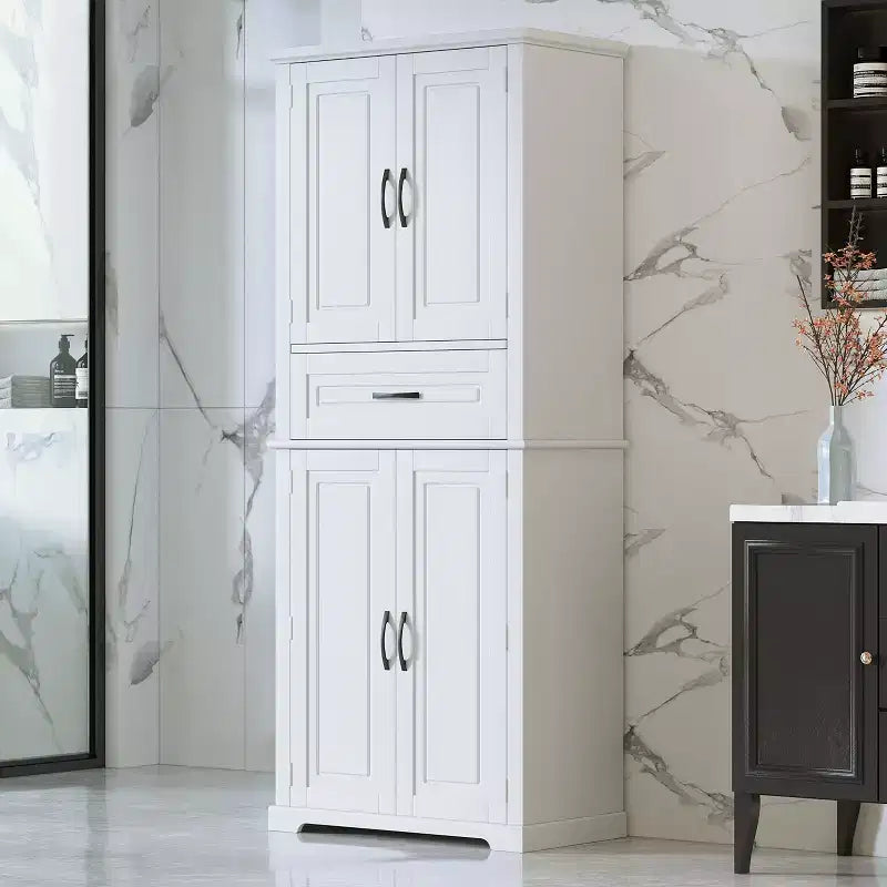 Meuble de Rangement de Salle de Bain Okak avec Espace de Rangement Multifonctionnel, Tiroir avec Glissières, Étagère Réglable pour Salon
