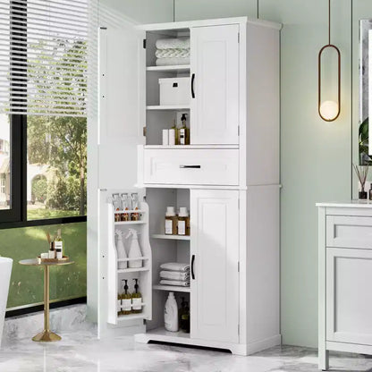 Meuble de Rangement de Salle de Bain Okak avec Espace de Rangement Multifonctionnel, Tiroir avec Glissières, Étagère Réglable pour Salon