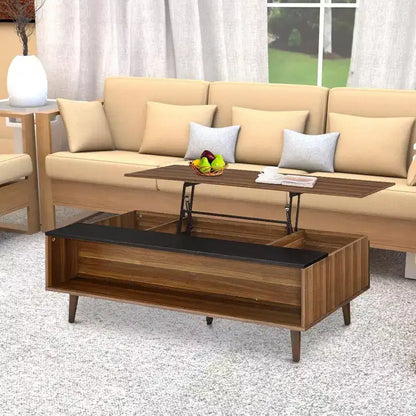 Royal Hampton Coffee Table with Lift Top Storage and 1 Open Shelf, Walnut Brown