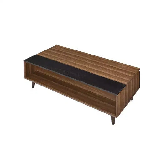 Table basse Royal Hampton avec plateau relevable, rangement intégré et 1 étagère ouverte, Noyer Marron