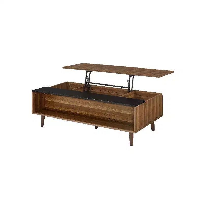 Table basse Royal Hampton avec plateau relevable, rangement intégré et 1 étagère ouverte, Noyer Marron