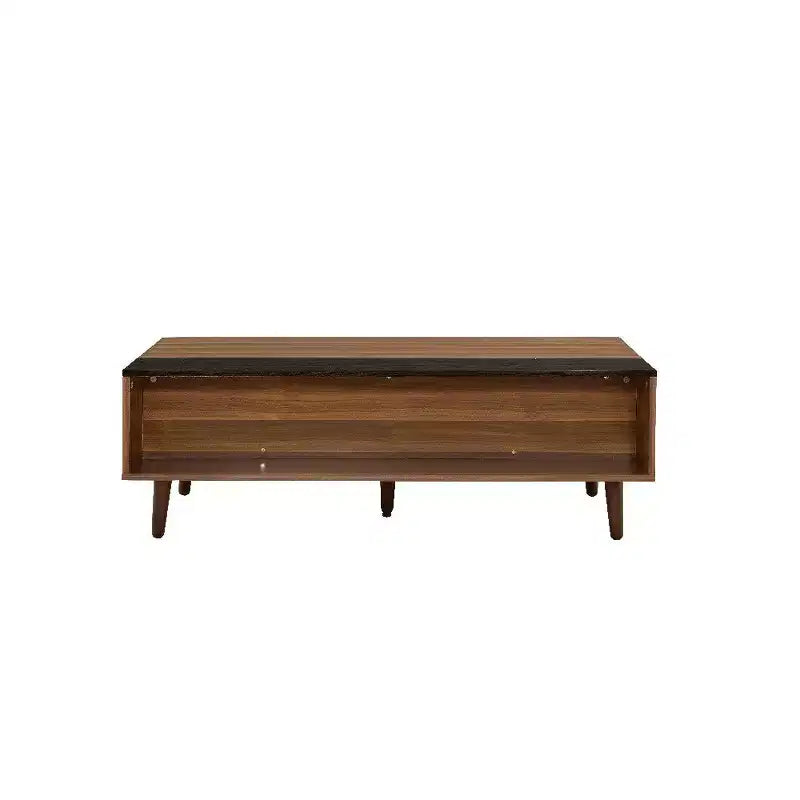 Table basse Royal Hampton avec plateau relevable, rangement intégré et 1 étagère ouverte, Noyer Marron