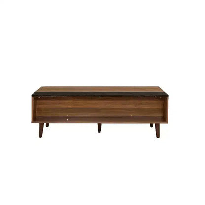 Table basse Royal Hampton avec plateau relevable, rangement intégré et 1 étagère ouverte, Noyer Marron
