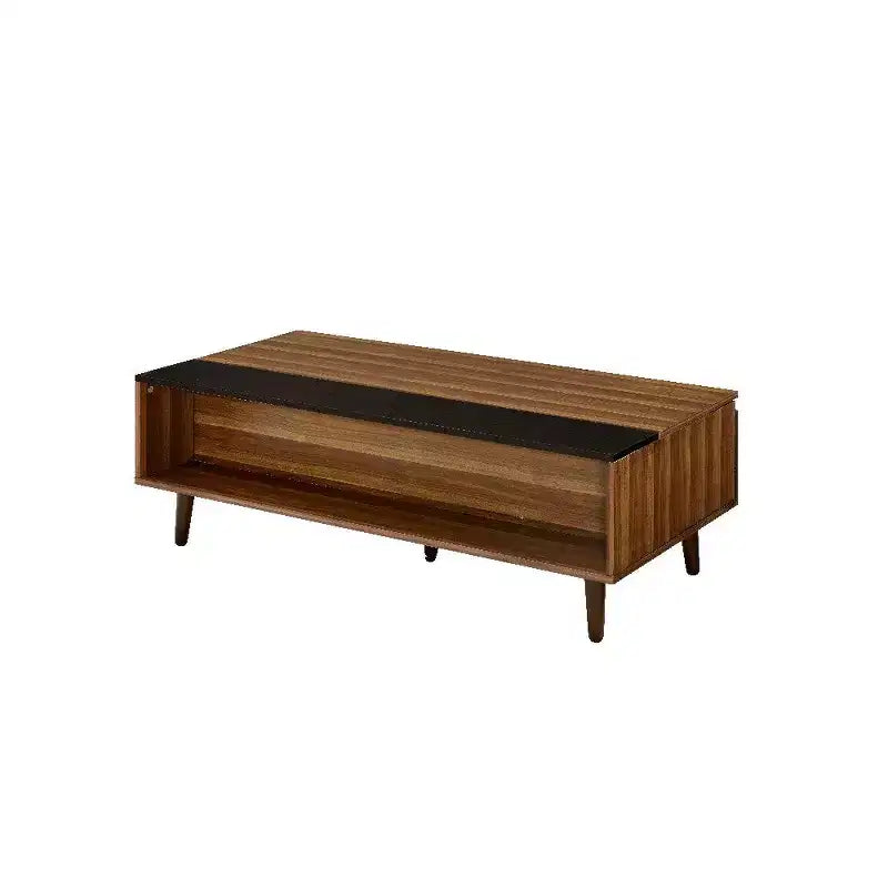 Table basse Royal Hampton avec plateau relevable, rangement intégré et 1 étagère ouverte, Noyer Marron