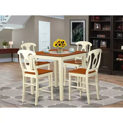 Ensemble de table de cuisine de comptoir - Ensemble de salle à manger 5 pièces avec chaises - 91x91 cm - Design moderne