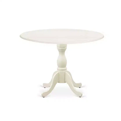 Ensemble de salle à manger 5 pièces en bois massif finition blanc lin, avec table à rallonges et 4 chaises