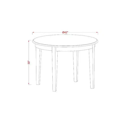 Ensemble de salle à manger 3 pièces avec table ronde en bois massif finition blanc lin