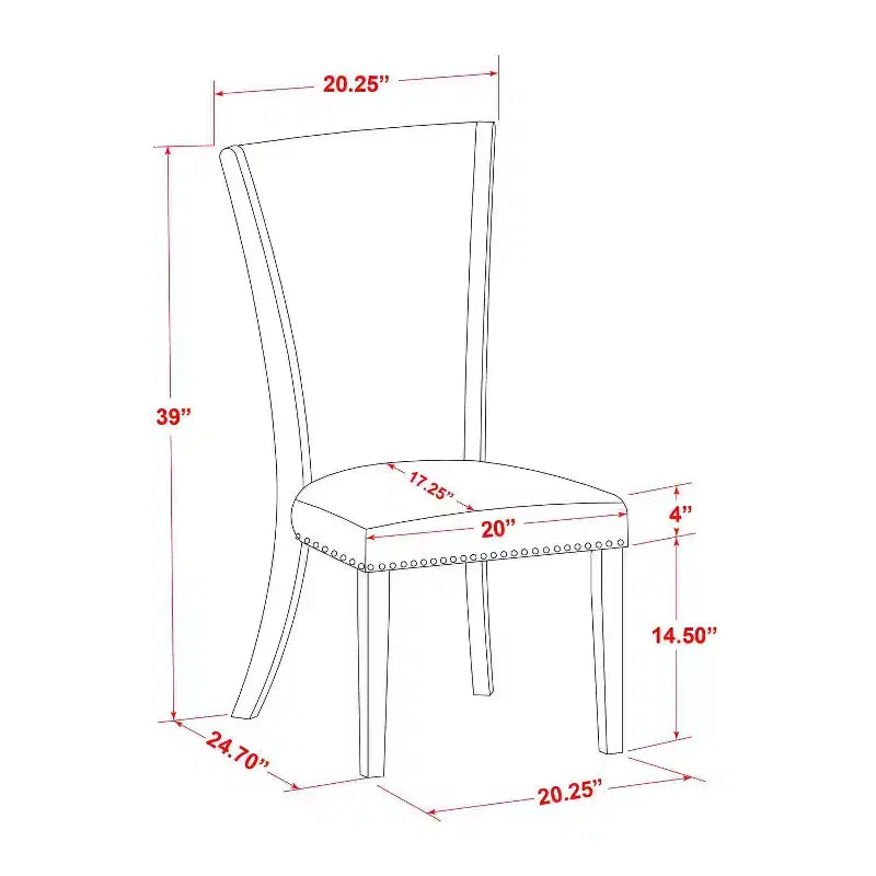 Ensemble table à manger 5 pièces HomeStock en bois massif finition cerisier et crème avec 4 chaises