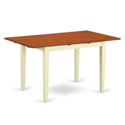 Ensemble de salle à manger rectangulaire 5 pièces en bois massif à plateau blanc lin - 4 places