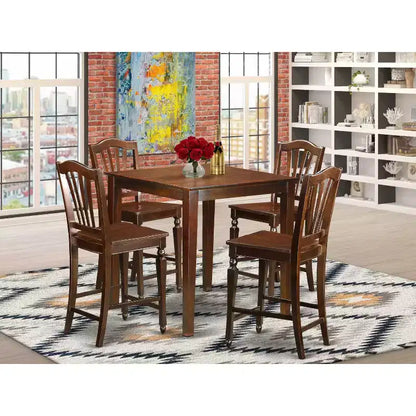 Ensemble Table de bar et Chaises de cuisine modernes - Table carrée de 91 cm avec 4 tabourets - Ensemble de salle à manger en bois dur
