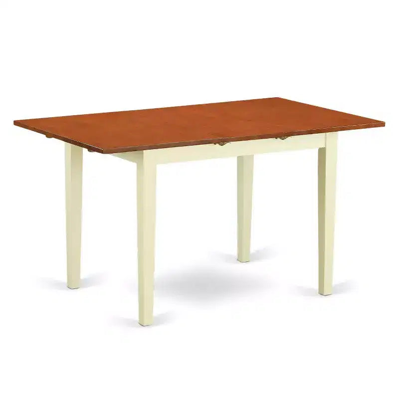 Table à manger HomeStock 5 pièces rectangulaire en bois massif, finition couleur cerise et crème, avec 4 chaises