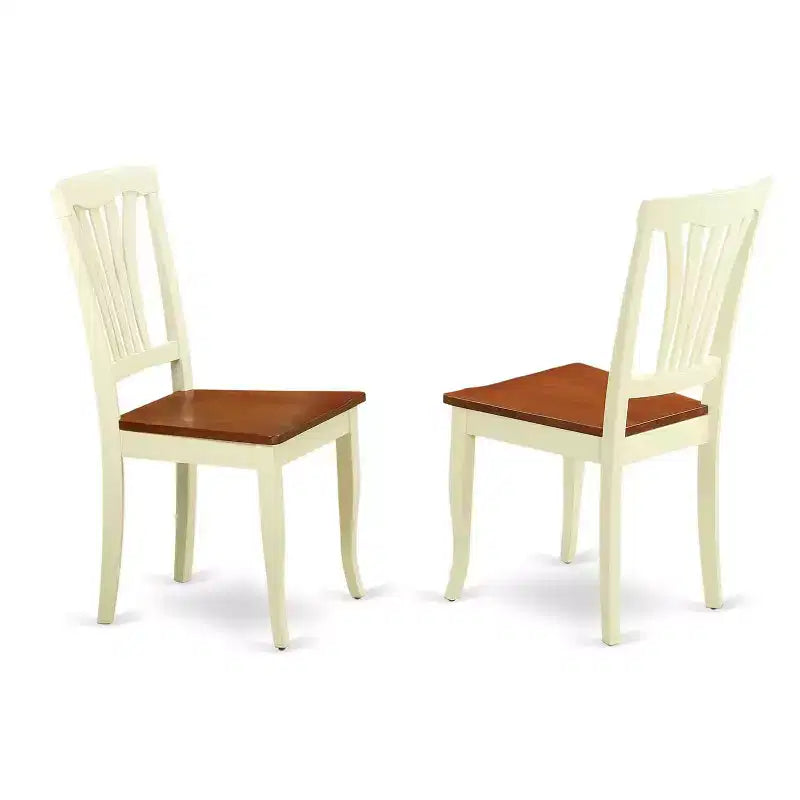 Table à manger HomeStock 5 pièces rectangulaire en bois massif, finition couleur cerise et crème, avec 4 chaises