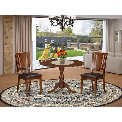 Ensemble de salle à manger 3 pièces en bois massif finition acajou - 4 places